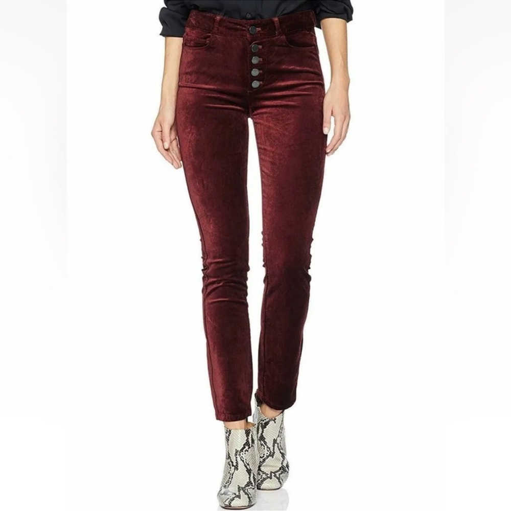 Paige Horton ankle peg Burgundy Velvet High-Waisted Pants